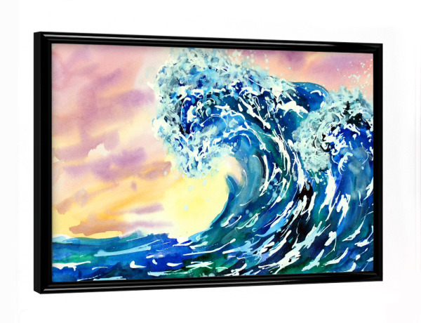 Poster mit schwarzem Rahmen "Große Wellen vor Sonnenuntergang" artboxONE - Natur,Unterwasser