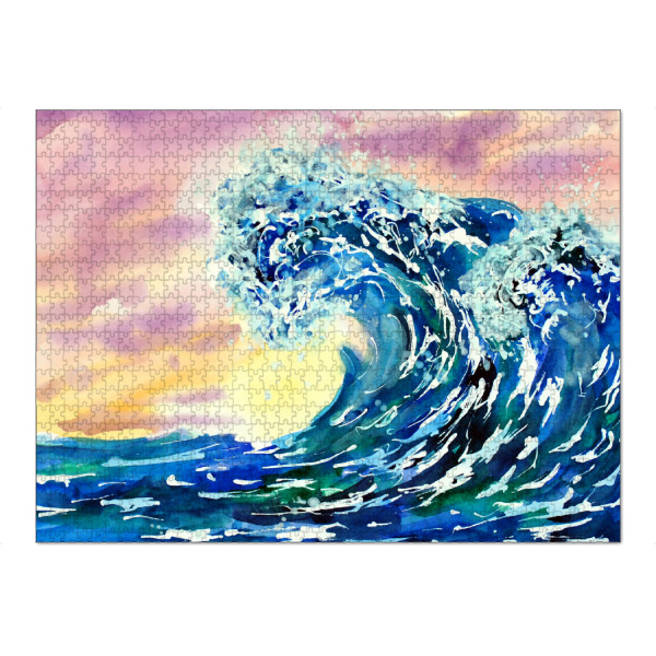 Puzzle Ravensburger "Große Wellen vor Sonnenuntergang" artboxONE - Natur,Unterwasser