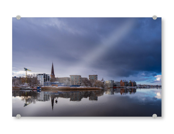 Acrylglasbild "Warnow, Rostock und Wolken" artboxONE - Natur,Reise,Architektur,Städte / Weitere