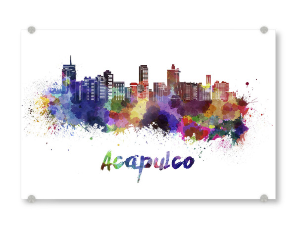 Acrylglasbild "ACAPULCO skyline in watercolor-b" artboxONE - Städte,Reise,Architektur