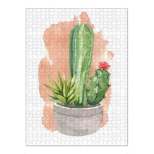 Puzzle Ravensburger "Kakteen im Steintopf mit Blüte" artboxONE - Natur,Floral - Kaktus,Blume,Topf,Stein,Blühen,Pflanze,Plant,Cacteen - Bild kaktus