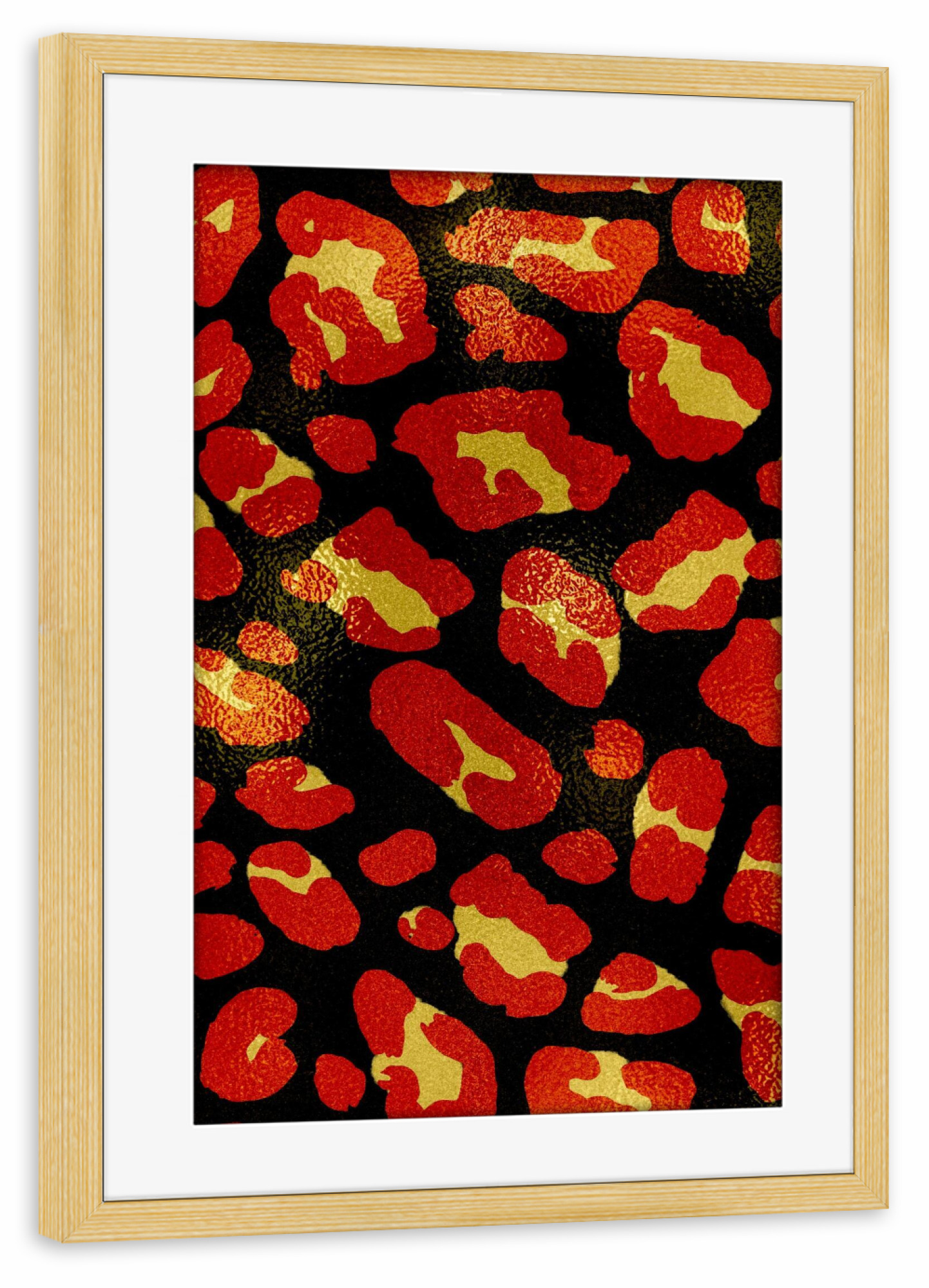 Poster mit Rahmen kiefer "Red, Gold And Black Leopard" artboxONE - Abstrakt,Fashion,Festivals,Galaxy