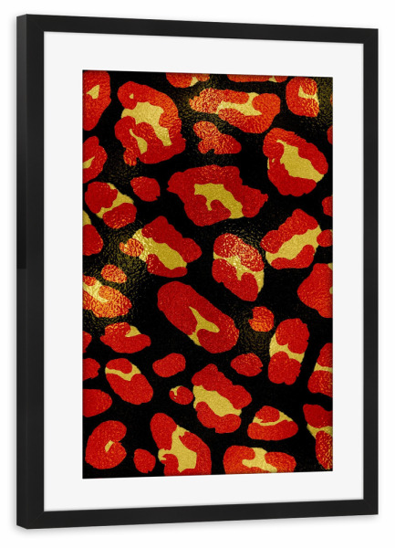 Poster mit Rahmen schwarz "Red, Gold And Black Leopard" artboxONE - Abstrakt,Fashion,Festivals,Galaxy