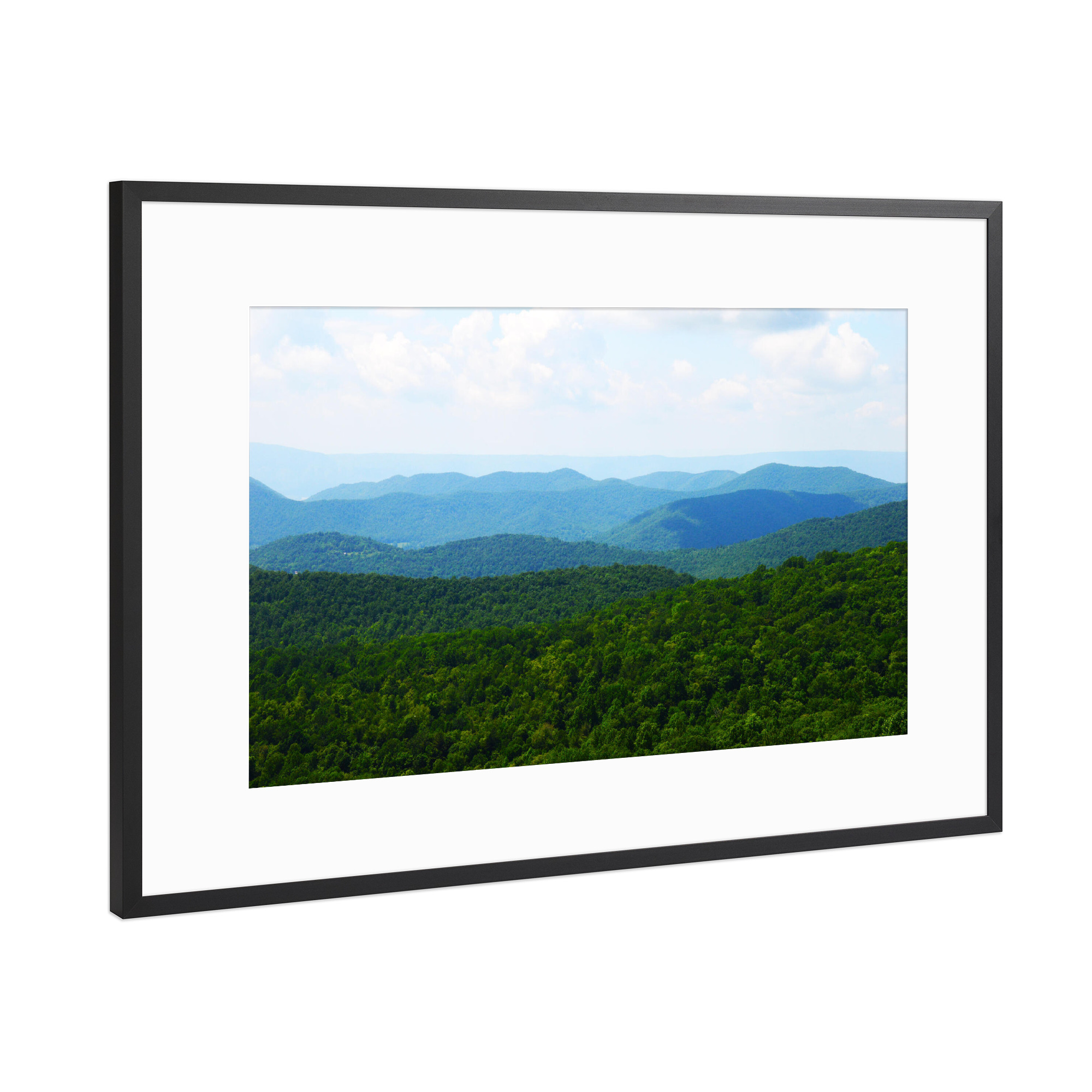 Poster mit Rahmen Schwarz (Metallic) "Die blauen Berge von Virigina" artboxONE - Natur,Reise,Reise / Länder