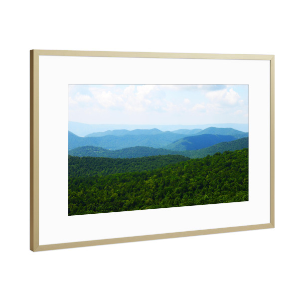 Poster mit Rahmen Gold "Die blauen Berge von Virigina" artboxONE - Natur,Reise,Reise / Länder