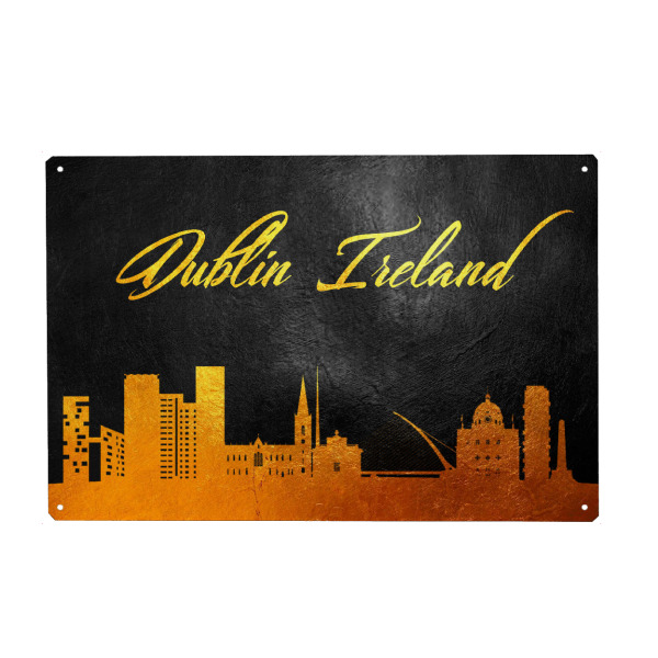 Metall Poster "Dublin Ireland Gold Skyline" artboxONE - Städte - Gold,Skyline,Dublin,Ireland,City,Stadt,Irland - Blechschild