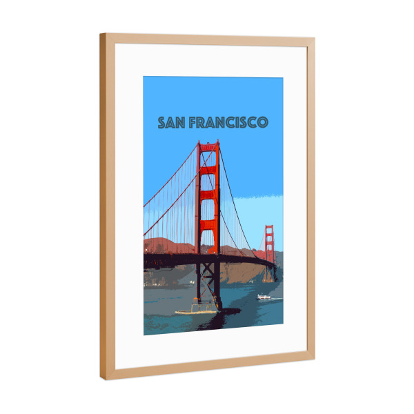 Poster mit Rahmen Kupfer "San Francisco Bucht und Brücke" artboxONE - Reise,Reise / Länder
