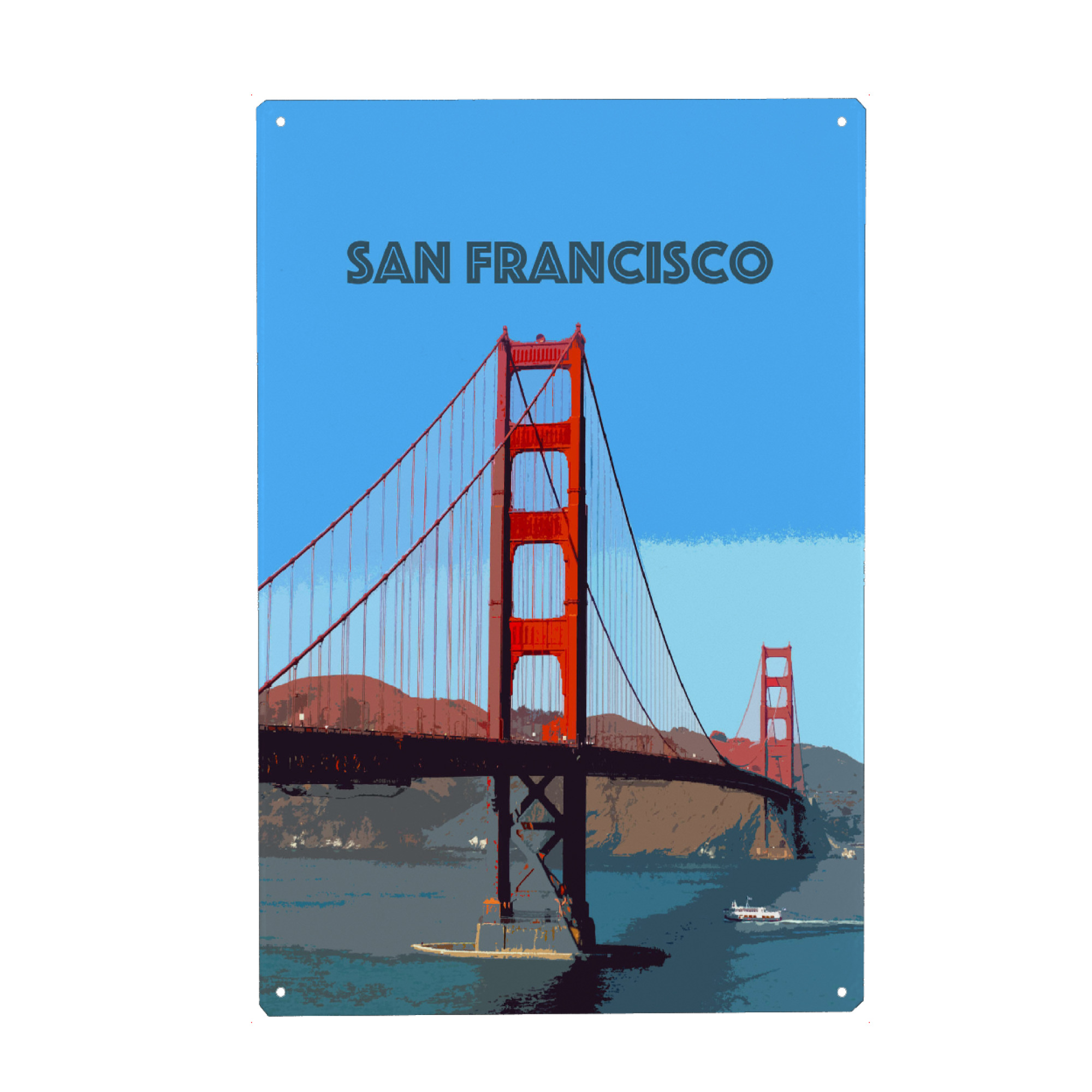 Metall Poster "San Francisco Bucht und Brücke" artboxONE - Reise,Reise / Länder