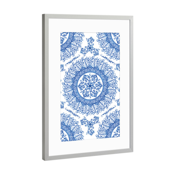 Poster mit Rahmen Silber "Mandala Portuguese" artboxONE - Natur,Abstrakt