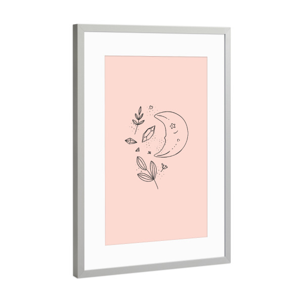 Poster mit Rahmen Silber "Floral art style moon pink" artboxONE - Natur,Floral