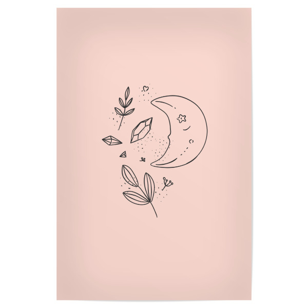 Poster 30x20 cm "Floral art style moon pink" artboxONE - Natur,Floral