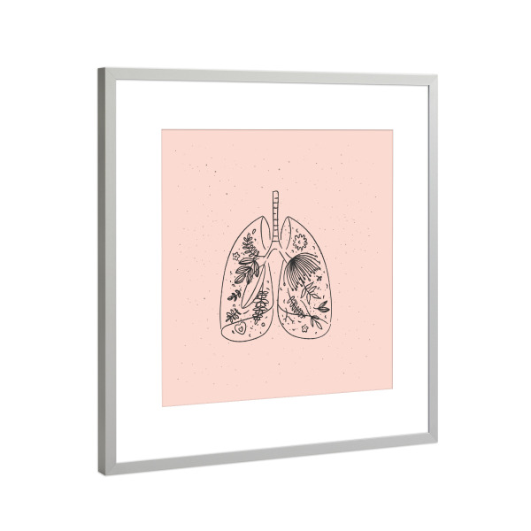 Poster mit Rahmen Silber "Floral art style lungs pink" artboxONE - Natur,Floral,Menschen