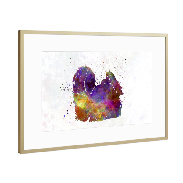 Poster mit Rahmen Gold "Maltese in watercolor" artboxONE - Tiere,Abstrakt