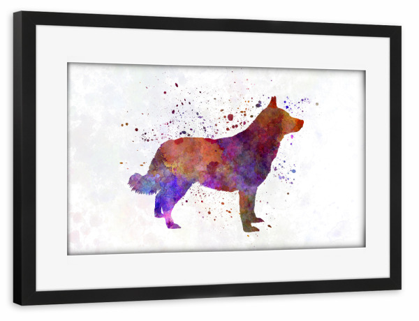 Poster mit Rahmen schwarz "Lapponian Herder in watercolor" artboxONE - Tiere,Abstrakt