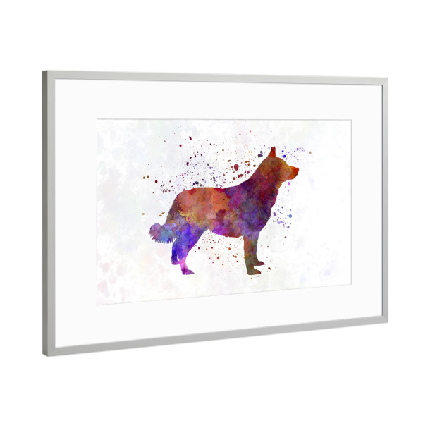 Poster mit Rahmen Silber "Lapponian Herder in watercolor" artboxONE - Tiere,Abstrakt