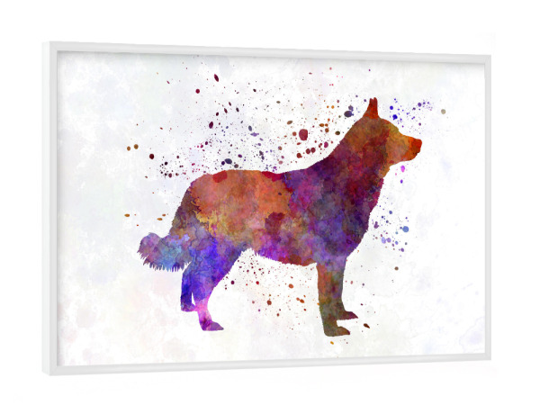 Poster mit weißem Rahmen "Lapponian Herder in watercolor" artboxONE - Tiere,Abstrakt