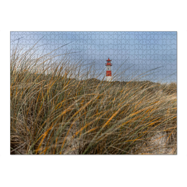 Puzzle Ravensburger "Leuchtturm in der Ferne" artboxONE - Reise / Strand und Meer - Sylt,Meer,Leuchtturm,Dünen,Strand,Sand,Sea,Beach,Lighthouse