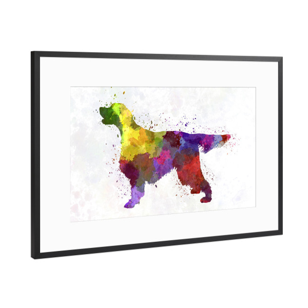 Poster mit Rahmen Schwarz (Metallic) "Gordon Setter in watercolor" artboxONE - Tiere,Abstrakt