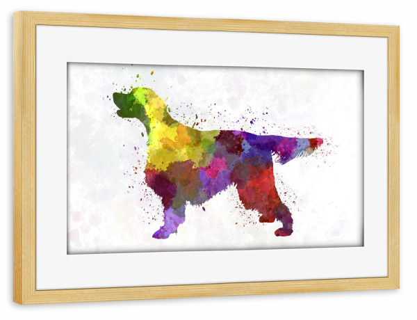 Poster mit Rahmen kiefer "Gordon Setter in watercolor" artboxONE - Tiere,Abstrakt - Dog,Dogs,Pet,Animal,Mammal,Watercolor,Abstract,Tier,Bunt,Colorful