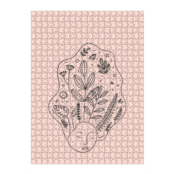 Puzzle Ravensburger "Floral art style woman head pink" artboxONE - Natur,Menschen