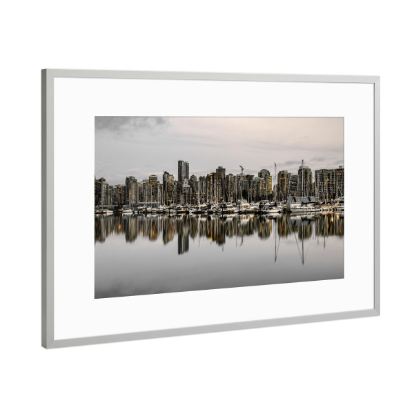 Poster mit Rahmen Silber "Vancouver Skyline" artboxONE - Städte,Architektur