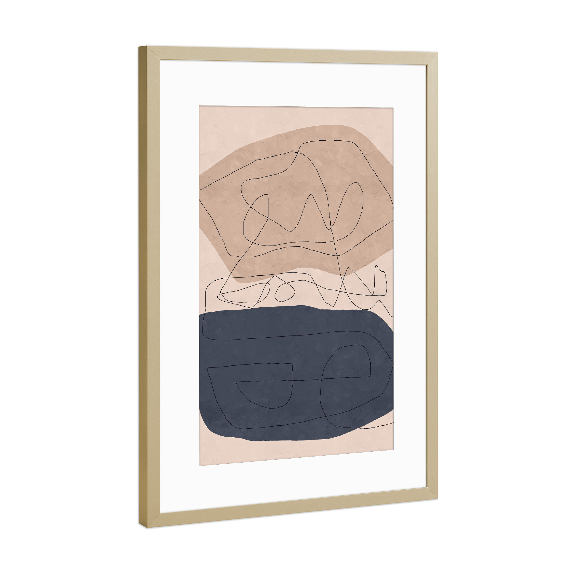 Poster mit Rahmen Gold "Blue Shape" artboxONE - Abstrakt,Geometrie