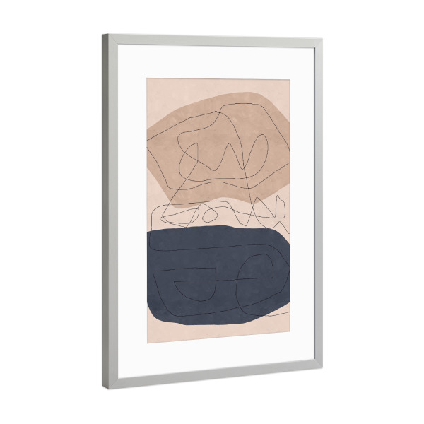 Poster mit Rahmen Silber "Blue Shape" artboxONE - Abstrakt,Geometrie