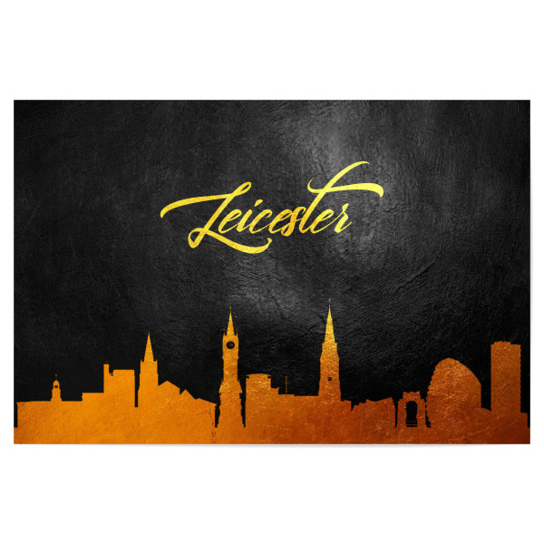 Poster "Leicester England Gold Skyline" artboxONE - Städte - Gold,Skyline,Leicester,England,City,Stadt
