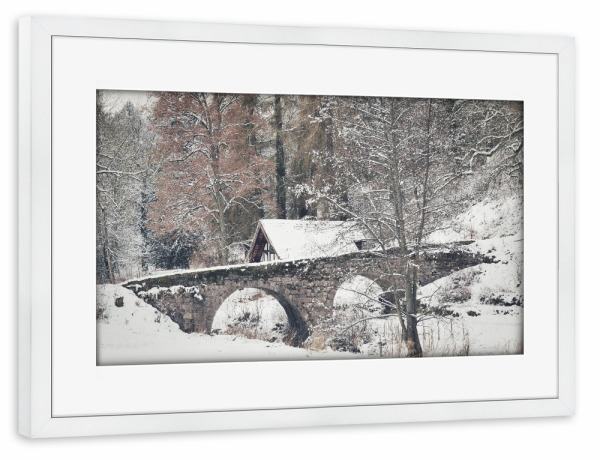 Poster mit Rahmen weiß "Winter Nostalgie" artboxONE - Natur,Floral,Architektur