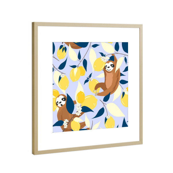 Poster mit Rahmen Gold "Lazy Day Hangout" artboxONE - Für Kinder,Tiere