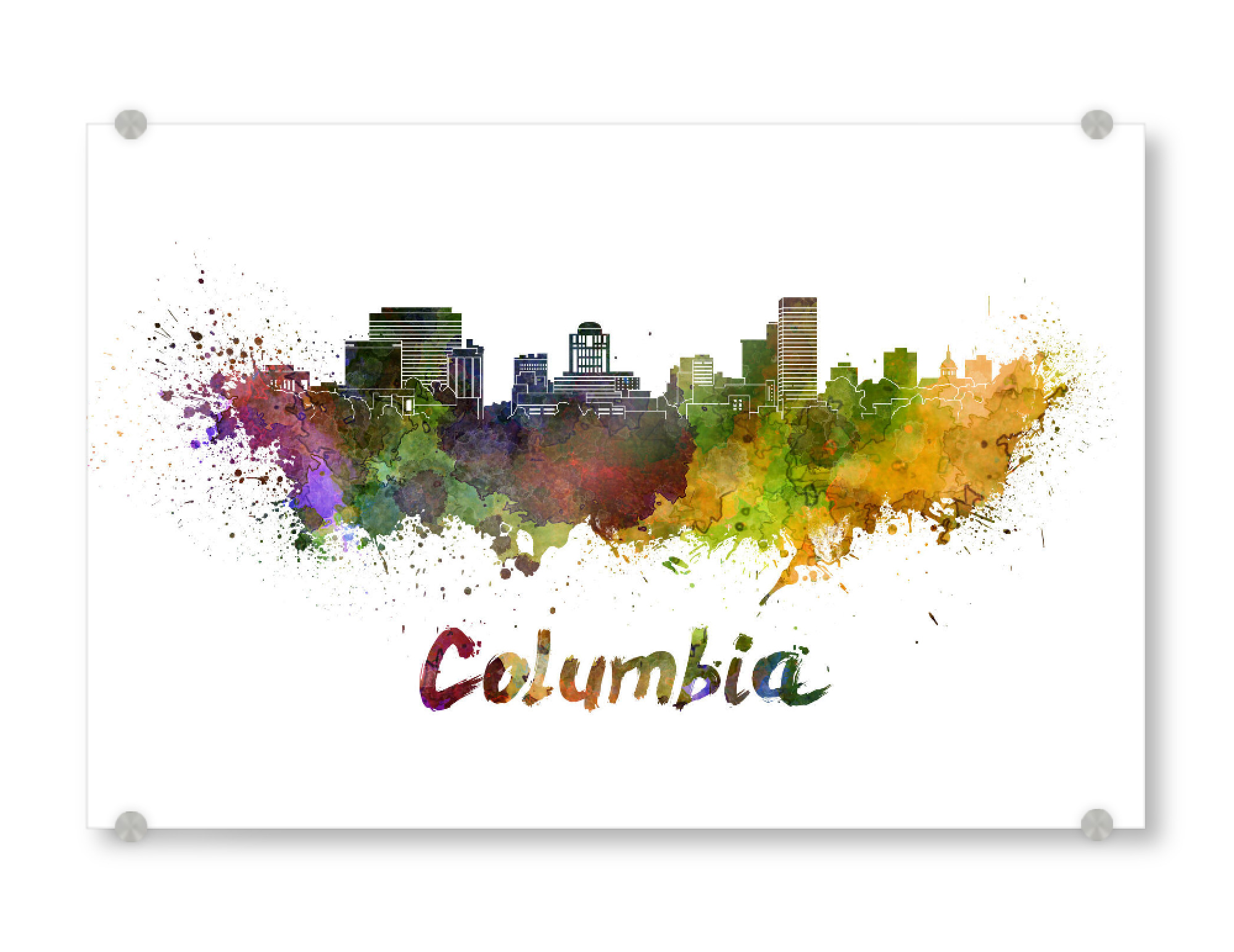 Acrylglasbild "COLUMBIA skyline in watercolor-b" artboxONE - Städte,Reise,Abstrakt,Architektur