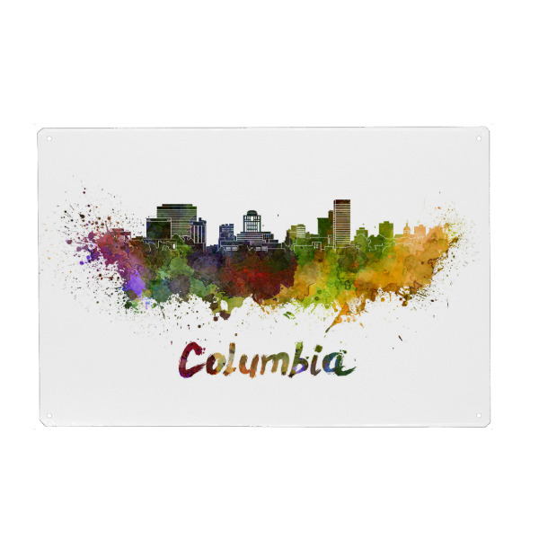Metall Poster "COLUMBIA skyline in watercolor-b" artboxONE - Städte,Reise,Abstrakt,Architektur