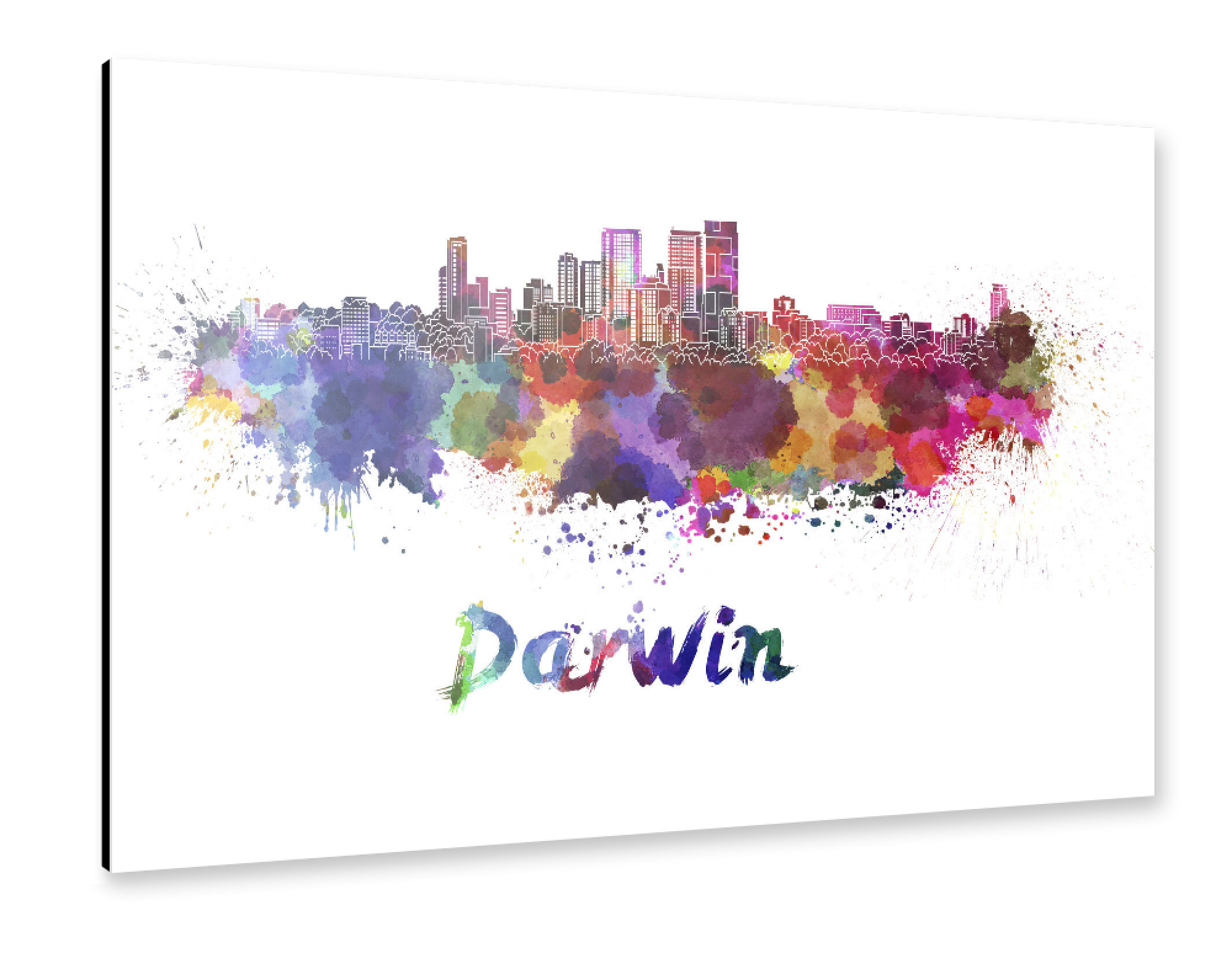Alu-Dibond "DARWIN skyline in watercolor-b" 75x50 cm artboxONE