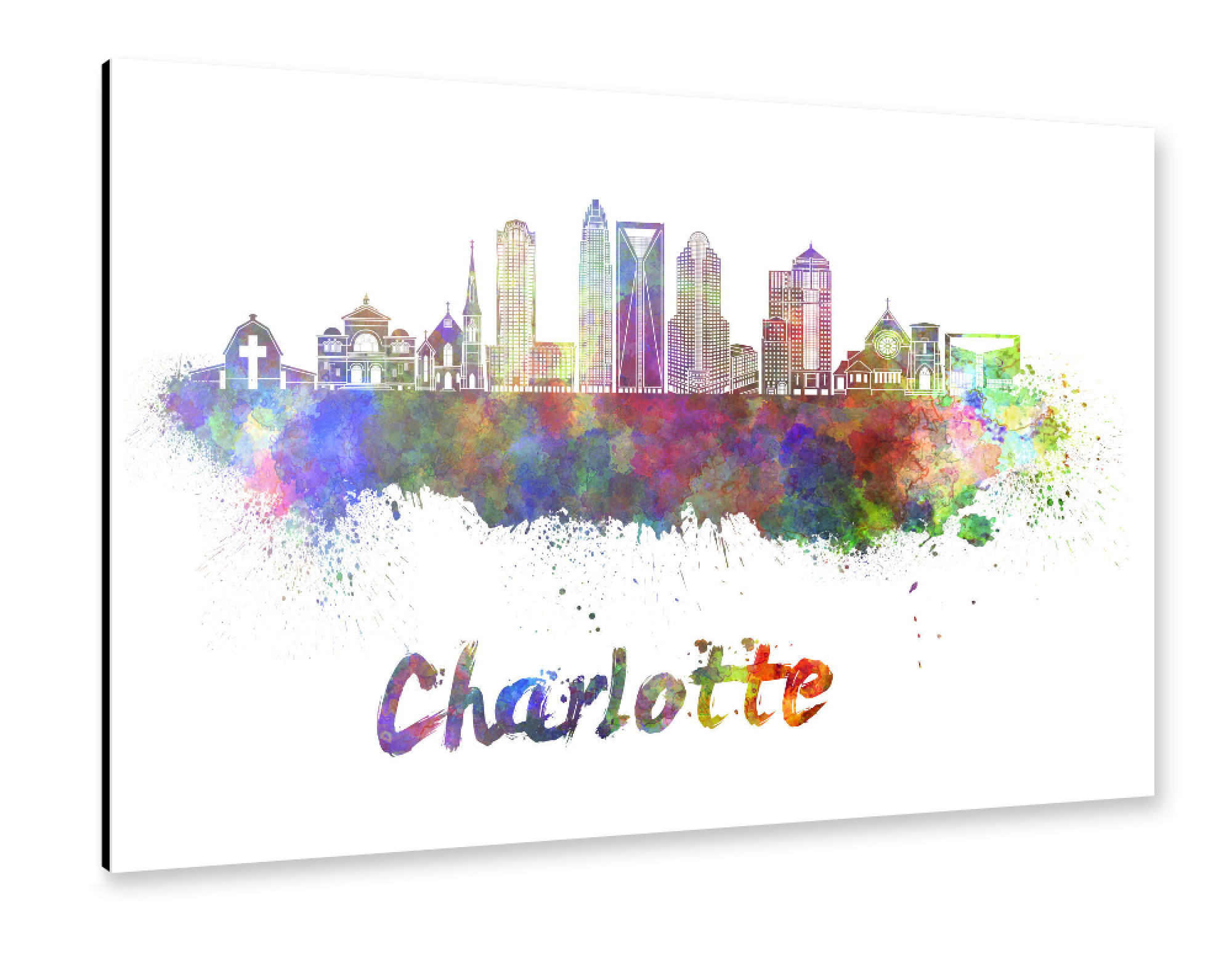 Alu-Dibond "CHARLOTTE v2 skyline in watercolor" 30x20 cm artboxONE