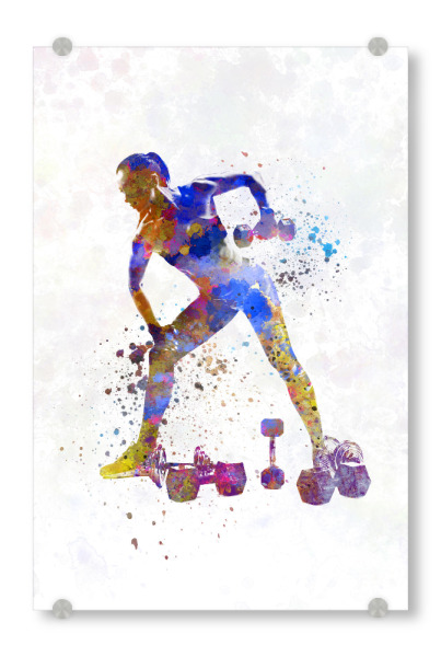 Acrylglasbild "Fitness exercise in watercolor" artboxONE - Abstrakt,Sport