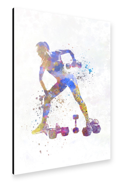 Alu-Dibond "Fitness exercise in watercolor" 30x20 cm artboxONE