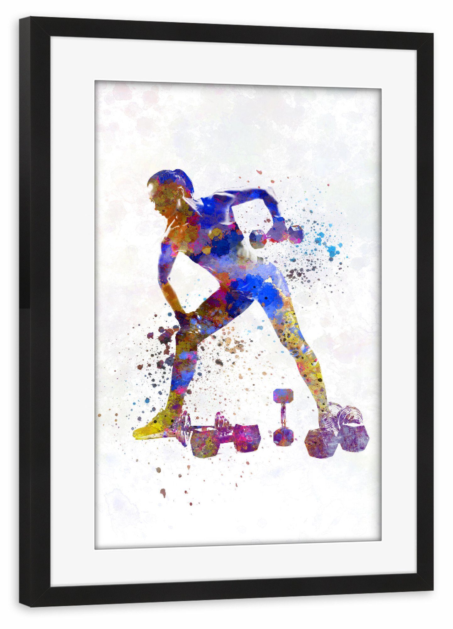 Poster mit Rahmen schwarz "Fitness exercise in watercolor" artboxONE - Abstrakt,Sport