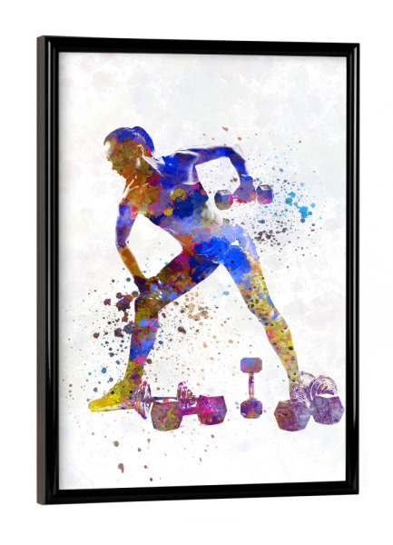 Poster mit schwarzem Rahmen "Fitness exercise in watercolor" artboxONE - Abstrakt,Sport