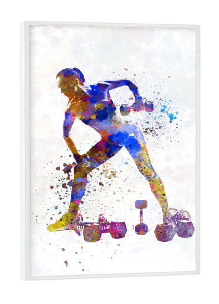 Poster mit weißem Rahmen "Fitness exercise in watercolor" artboxONE - Abstrakt,Sport