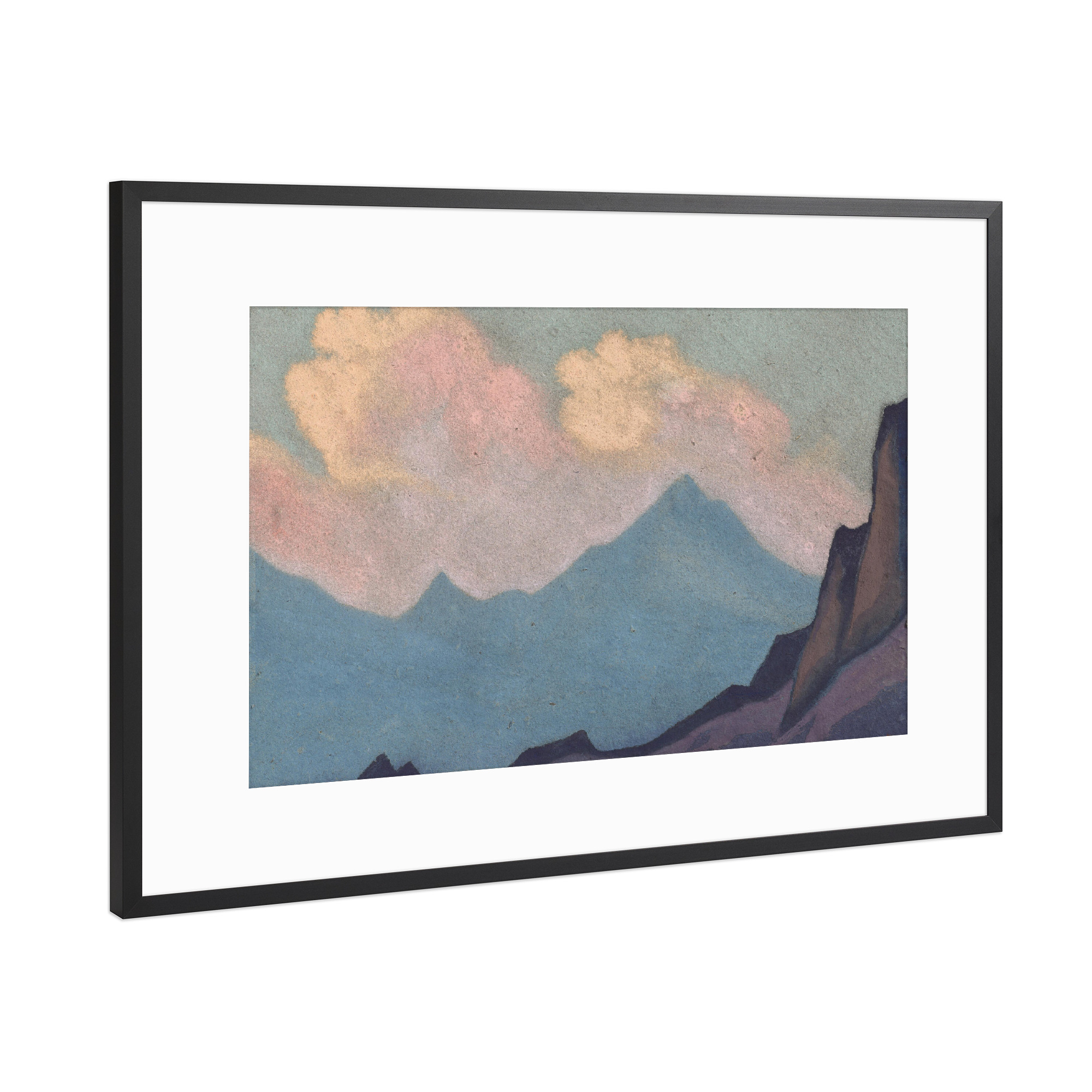 Poster mit Rahmen Schwarz (Metallic) "Nicholas Roerich - Der Himalaja" artboxONE - Natur,Reise