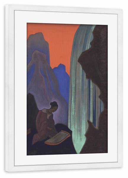 Poster mit Rahmen weiß "N. Roerich - Lied des Wasserfalls" artboxONE - Natur,Reise