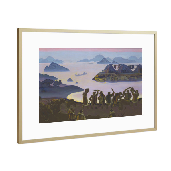 Poster mit Rahmen Gold "N. Roerich - Der Ruf der Sonne" artboxONE - Natur,Reise,Tiere