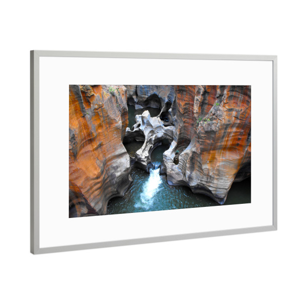 Poster mit Rahmen Silber "Bourke's Luck Potholes, ZA" artboxONE - Natur,Reise,Reise / Afrika,Reise / Länder