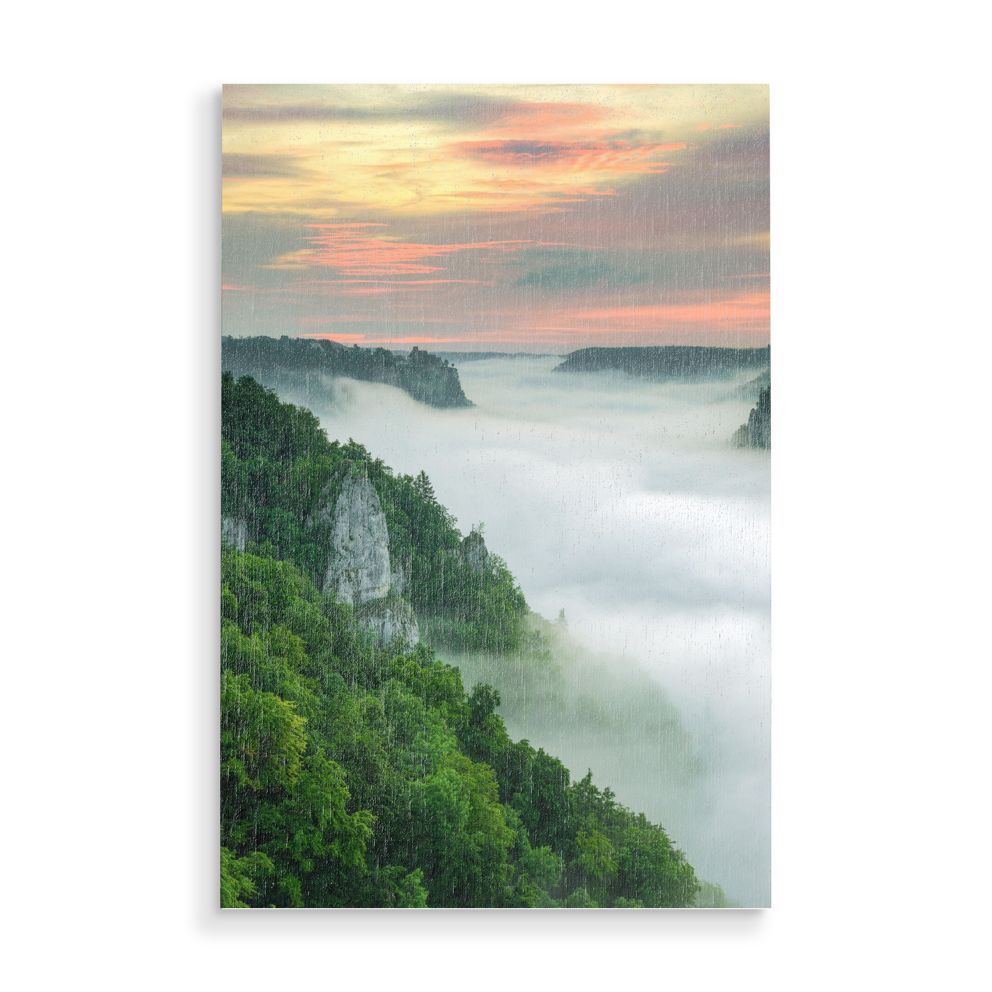 Holzbild "Über dem Nebelmeer im Donautal" artboxONE - Natur,Reise