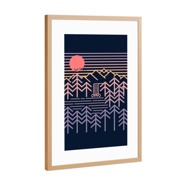 Poster mit Rahmen Kupfer "Sunset Days" artboxONE - Natur - Geometric,Nature,Great outdoors,Sunset,Sun,Lineart,Minimal,Abstract,Abstrakt,Geometrie