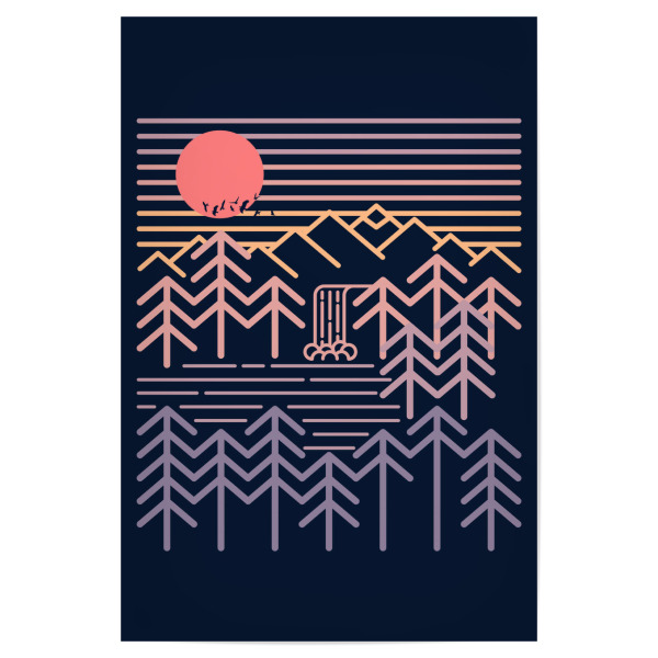 Poster "Sunset Days" artboxONE - Natur - Geometric,Nature,Great outdoors,Sunset,Sun,Lineart,Minimal,Abstract,Abstrakt,Geometrie