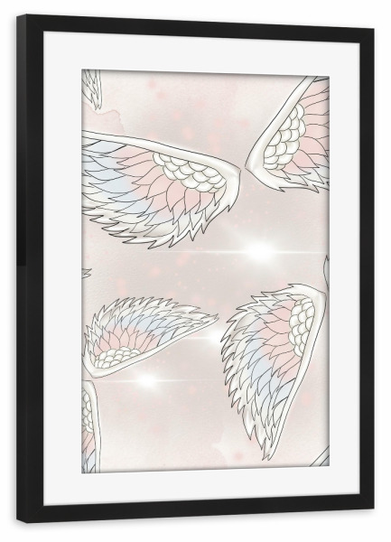 Poster mit Rahmen schwarz "Wings Pattern" artboxONE - Natur,Abstrakt,Fashion,Festivals,Lustig