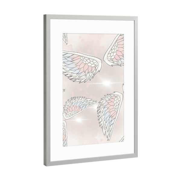 Poster mit Rahmen Silber "Wings Pattern" artboxONE - Natur,Abstrakt,Fashion,Festivals,Lustig