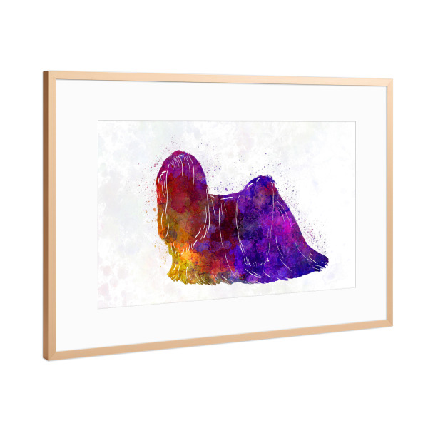 Poster mit Rahmen Kupfer "Lhasa Apso in watercolor" artboxONE - Tiere,Abstrakt - Dog,Pet,Animal,Mammal,Watercolor,Abstract,Hund,Tier,Bunt,Colorful