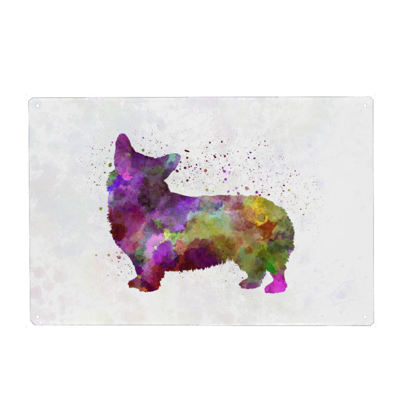 Holzbild "Welsh Corgi Cardigan in watercolor" artboxONE - Tiere,Abstrakt - Dog,Dogs,Pet,Animal,Mammal,Watercolor,Dog poster,Illustration,Abstract